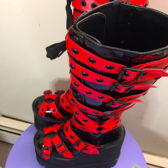 Dolls Kill x Current Mood Hell’s Total Bondage Knee High Boots!BNIB!SZ8 SO!RARE! - Picture 3 of 5